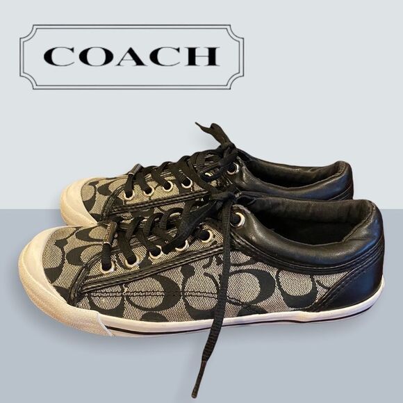 Coach "Francesca" Black Signature C Sneakers 6 - Picture 1 of 5